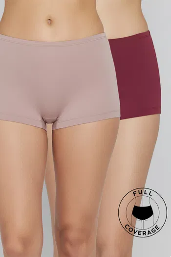 Buy Zivame Medium Rise Full Coverage Boyshort (Pack of 2) - Multicolor